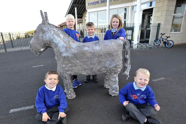 Ryhope Infant School Academy pupils made a whole school effort to recreate the pit pony. Picture by FRANK REID
