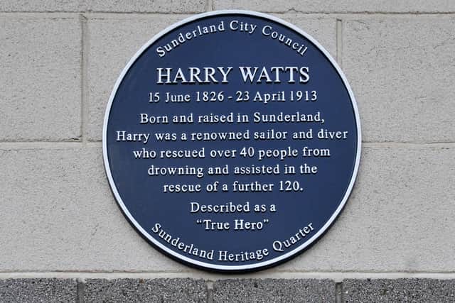 Harry Watts' plaque at Sunderland Lifeboat Station.