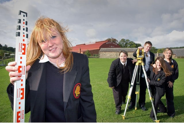 Laura Howard with fellow Year 11 Pennywell School pupils Adrian Milburn, Andrew Nimmo, Adele Laws and Sarah Lowery in 2004.
They were measuring the Beamish Museum grounds.