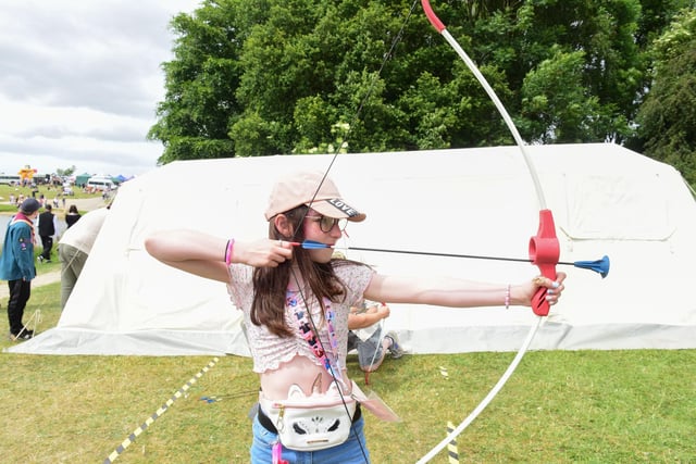 Jasmine Grainger (10) of Murton trying out the archery at Hetton Carnival, in Hetton Country Park, on Saturday.