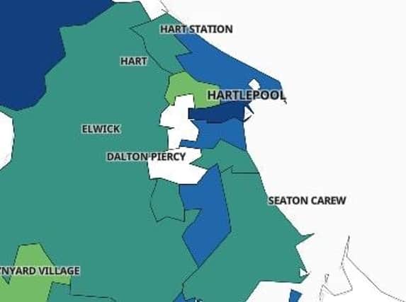 The areas in Hartlepool where Covid cases have fallen
