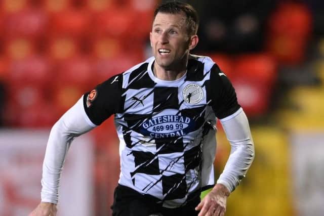 Gateshead player/manager Mike Williamson in action. (Photo by Stu Forster/Getty Images).