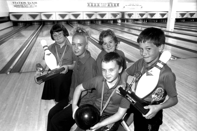 The winning bowlers from a competition at Sunderland Bowl in Newcastle Road in 1990, left to right: Gaynor Culkin, Joanne Reynolds, Nicola Christie, Michael Snow and Jamie Christie.