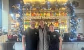 Tin of Sardines manager Chris Paterson with Jill Scott and assistant manager Kelly Kirk