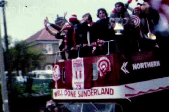 A still from the cine footage of the 1973 FA Cup parade. Photo: North East Film Archive.