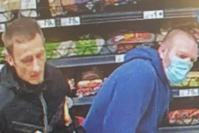 Police are appealing for help in locating two men as they wish to speak to them in connection with a shoplifting offence.