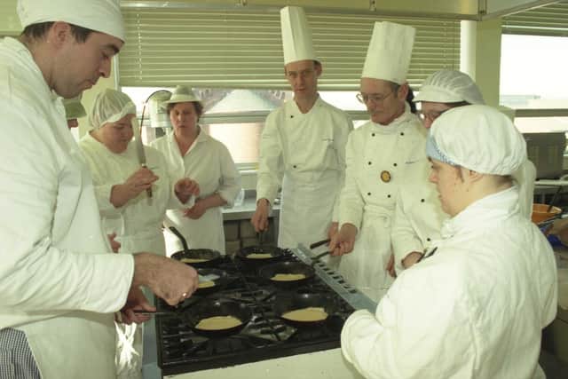 Pancake making at City of Sunderland College's Swan Street centre, in  February 11, 1997.