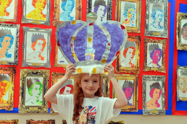 Oxclose Primary Academy pupil Payton Corbett, 8, with the crown she made.
