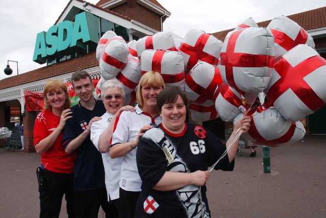 Staff at Asda in Boldon were in the St George's Day spirit in 2004 and here are Pauline Harrison, Michael Dodsworth, Brenda Johnson, Julie Ridley and Julie McFall.
