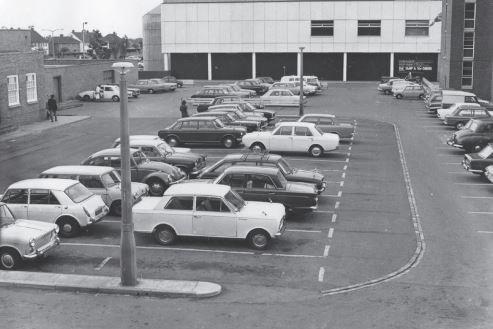 The Billingham Forum car park in 1970.