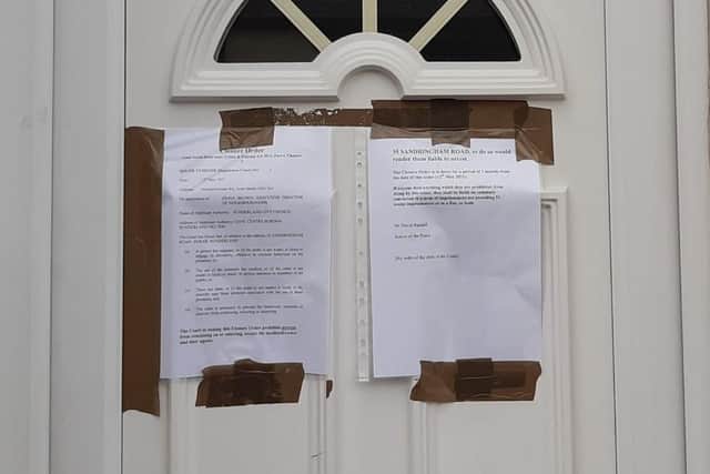 The order has been fixed to the front of the house in Sandringham Road by Sunderland City Council.