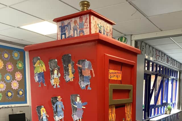 The community postbox created by children at Castletown Primary School as part of the Jubilee Postbox project.