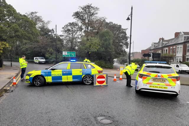 The roads around the accident were blocked off. Sunderland Echo image.