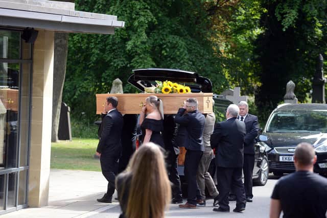 Family and friends carried the coffin of Ky Parker at his service in Tynemouth.