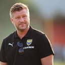 BANBURY, ENGLAND - JULY 21: Karl Robinson, Manager of Oxford United looks on prior to the Pre-Season Friendly match between Banbury United and Oxford United at The Banbury Plant Hire Community Stadium on July 21, 2021 in Banbury, England. (Photo by Alex Burstow/Getty Images)