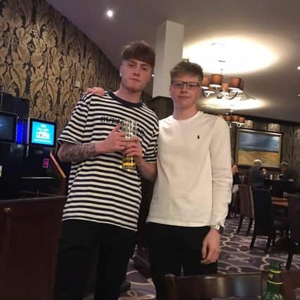Tom Linton (left) who passed away from Melanoma at just 20 years old, and his best friend Bailey Macdonald, who has raised almost £2000 for charity since in Tom's name.