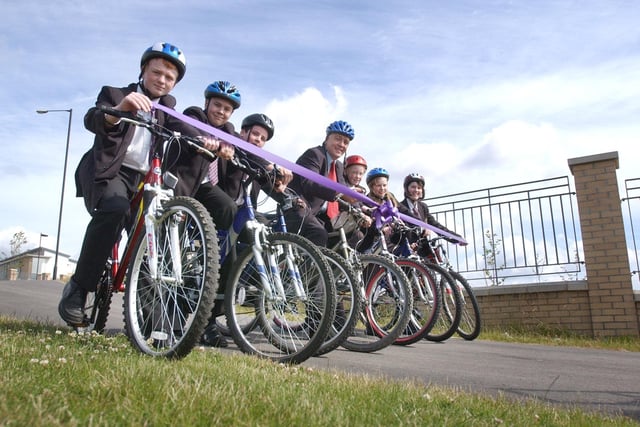 The launch of a new cycle track in Sunderland 17 years ago, as part of the Safer Routes To School Scheme. Pupils from the Venerable Bede School were in the picture.