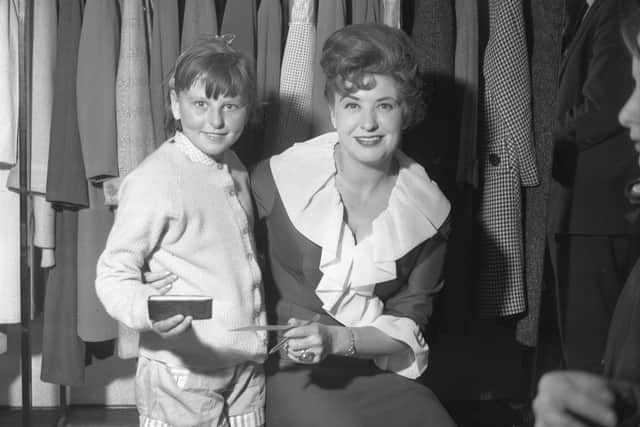 Pat Phoenix on a previous visit to Sunderland in June 1962, when she opened March Tailors in Crowtree Road.