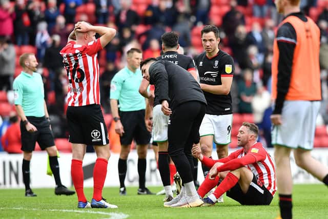 Sunderland's players dejected at the final whistle