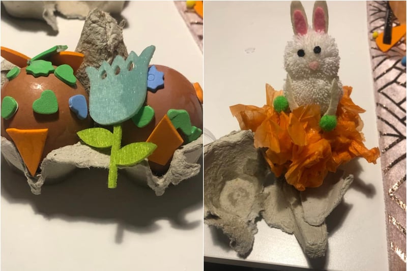 Charlie and Freddie Mitchell, ages 5 and 9, decorated these eggs.