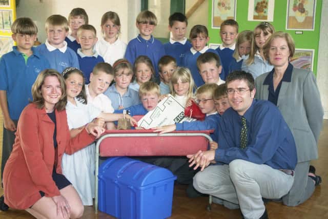 Children from St John Bosco School who won a sandcastle competition in 1998.