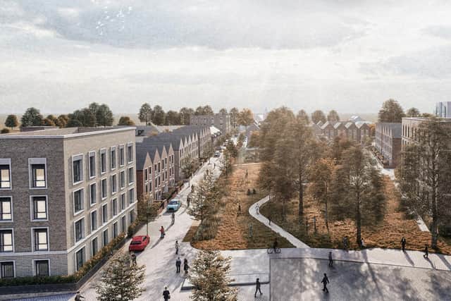 An artist's impression of how the housing development on the old civic centre site will look.