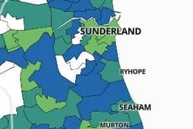 The 18 areas in Sunderland which have seen a fall in Covid cases.