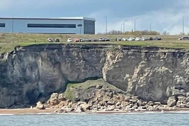 Cliff collapse at Chemical Beach, near Nose's Point