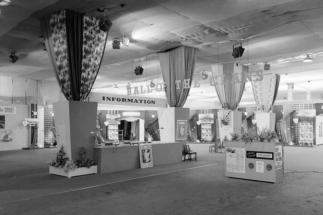 The Hall of the Clans at the 1963 'This is Scotland' exhibition in Waverley Market. The exhibition was designed to showcase Scotland's history, heritage and tourism potential.