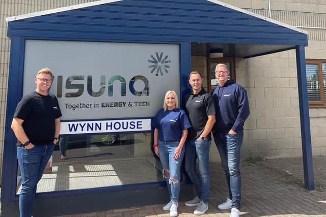 Some of the senior leadership team at Visuna’s Washington office. From L to R: Ford Garrard; Chief Executive Officer, Kelly Walker; Operations Director, David Bolton; Commercial Director, Anthony Dargue; Chief Financial Officer.