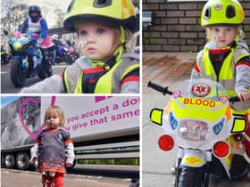 Beatrix Archbold and the convoy of bikers which gave her a surprise treat in hospital.