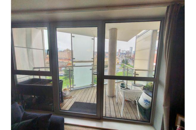 The apartment has what Purplebricks describes as a large balcony offering city views.