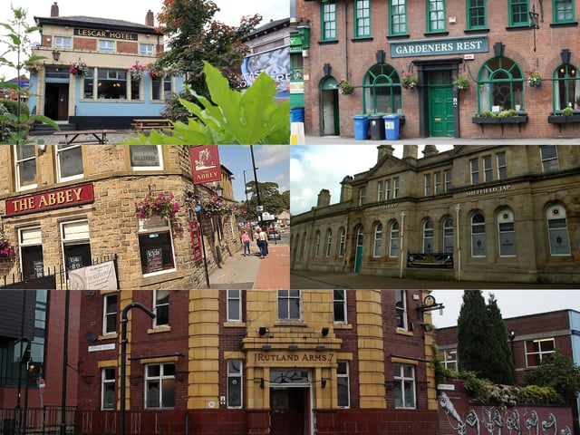 7. Lescar Hotel, Hunter's Bar, 8. Gardeners Rest, Neepsend, 9. The Abbey, Woodseats, 10. Sheffield Tap, city centre, 11. The Rutland Arms, city centre.