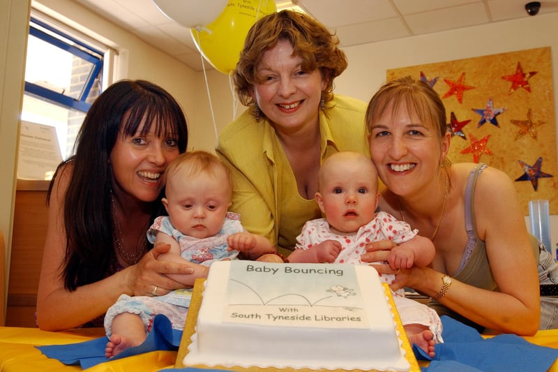 Mums Michelle Gilbert and Susan Greenwell were pictured with their babies Rosie May and Alice at a baby bouncing party at the All Saints Sure Start centre 16 years ago. Also pictured is Young People's Services co-ordinator Kathryn Armstrong.