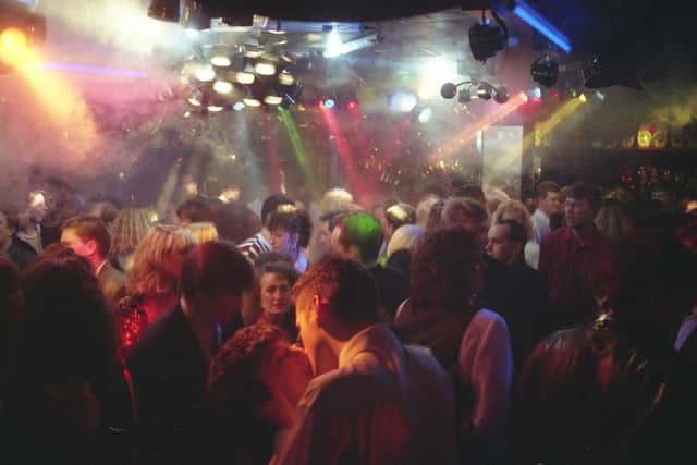 Fancy a trip back to Finos? At the nightclub in December 1992.