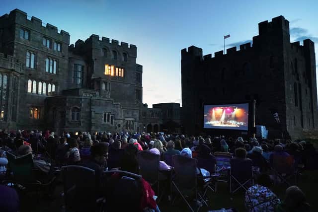 Outdoor cinema event at Bamburgh Castle