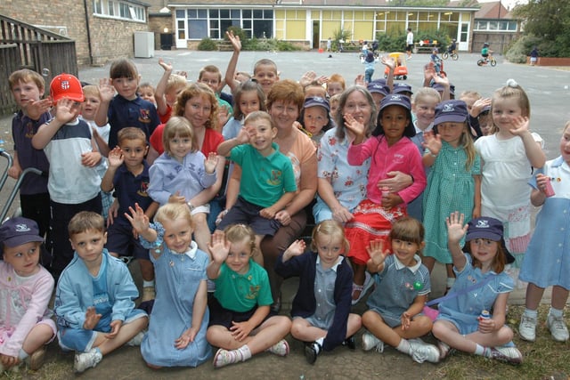 A special goodbye on the last day of term at Farringdon Primary in 2006. Teachers Hazel Bulmer, Andrea Scott and Kate Bluett were leaving for pastures new after clocking up 50 years service between them.