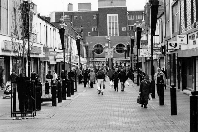Blandford Street in March 1994 with Geordie Jeans in the picture.