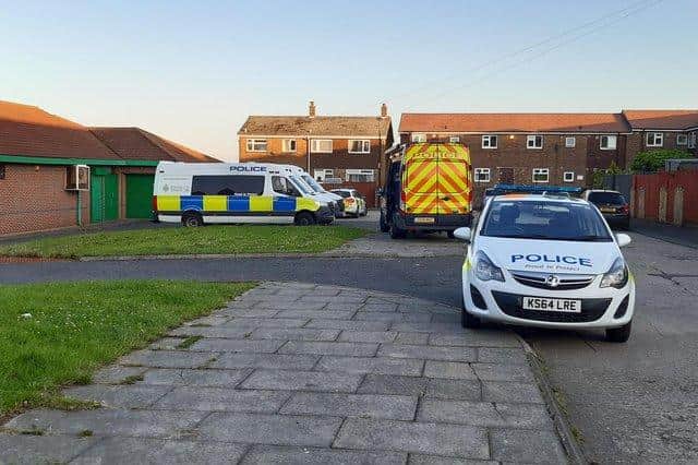 Police on the scene of the incident in Emsworth Road in Carley Hill, Sunderland.