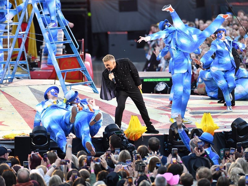 Gary Barlow during one of the opening numbers.