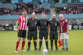 Niall Quinn and Ally McCoist line up ahead of John Cooke's testimonial. Photo courtesy of Craig McNair and South Shields FC.