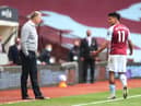 Aston Villa manager Dean Smith and striker Ollie Watkins. (Photo by Nick Potts - Pool/Getty Images)