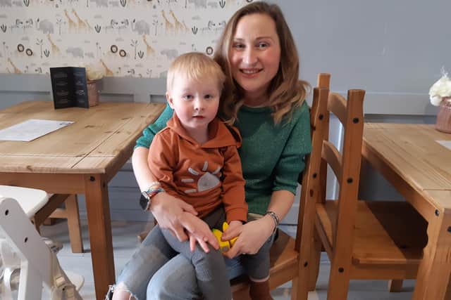 Louise Ridley, 39, with son Jonah, two.