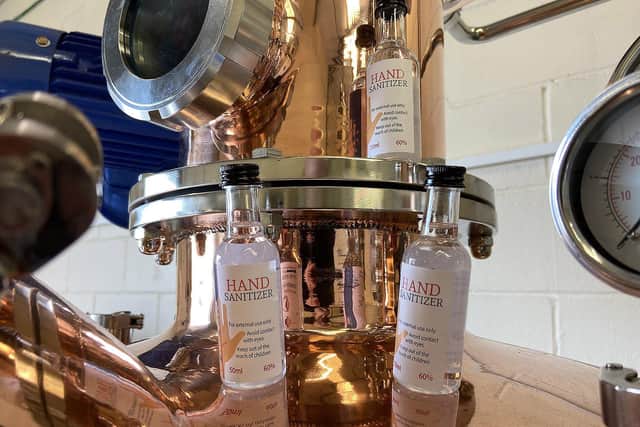 Hand sanitiser getting produced at WL Distillery. Picture by FRANK REID.