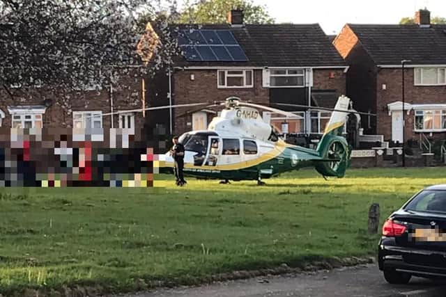 The Great North Air Ambulance landed in Grindon after a child was involved in a collision with a car.