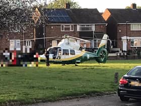 The Great North Air Ambulance landed in Grindon after a child was involved in a collision with a car.