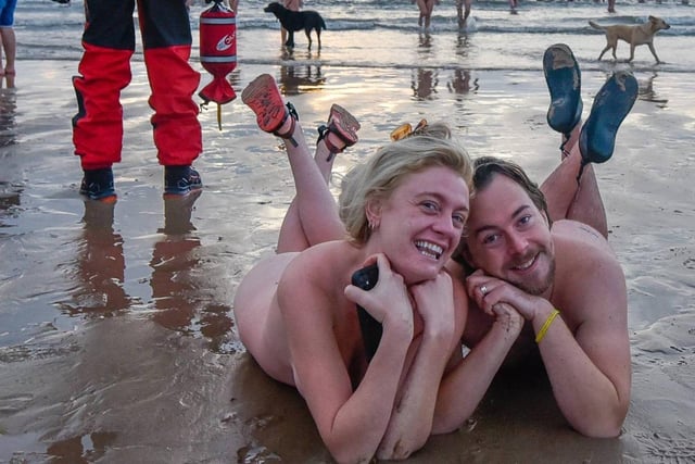 Ben and Kaylena Mushen travelled from Sunderland for the dip.