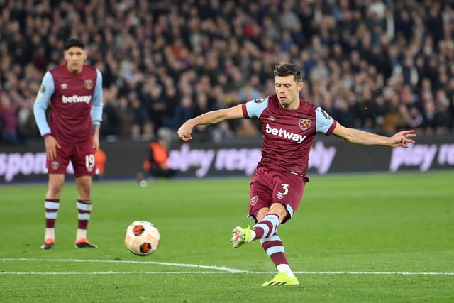 English left-back Aaron Cresswell has impressed during his time at West Ham United and Ipswich Town, known for his crossing ability and defensive strength.