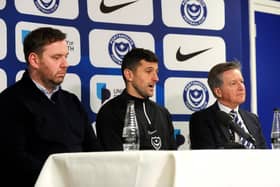 From left: sporting director Rich Hughes, Blues head coach John Mousinho and chief executive Andy Cullen (Picture: Sarah Standing (200123-4767)