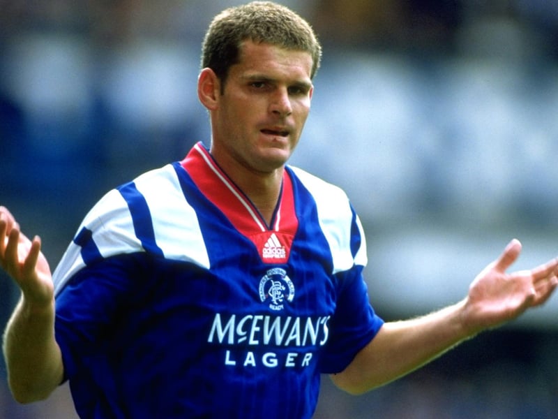 Goalscorer hammered into the side-netting from a corner after 52 minutes, but Rangers held on for the point rater than chasing the win. Another who moved to Kilmarnock, and achieved subsequent Scotland caps. Durrant was a coach at Rangers and more recently Dumbarton. Now assistant manager at East Kilbride FC. (Credit: Ben Radford/Allsport)